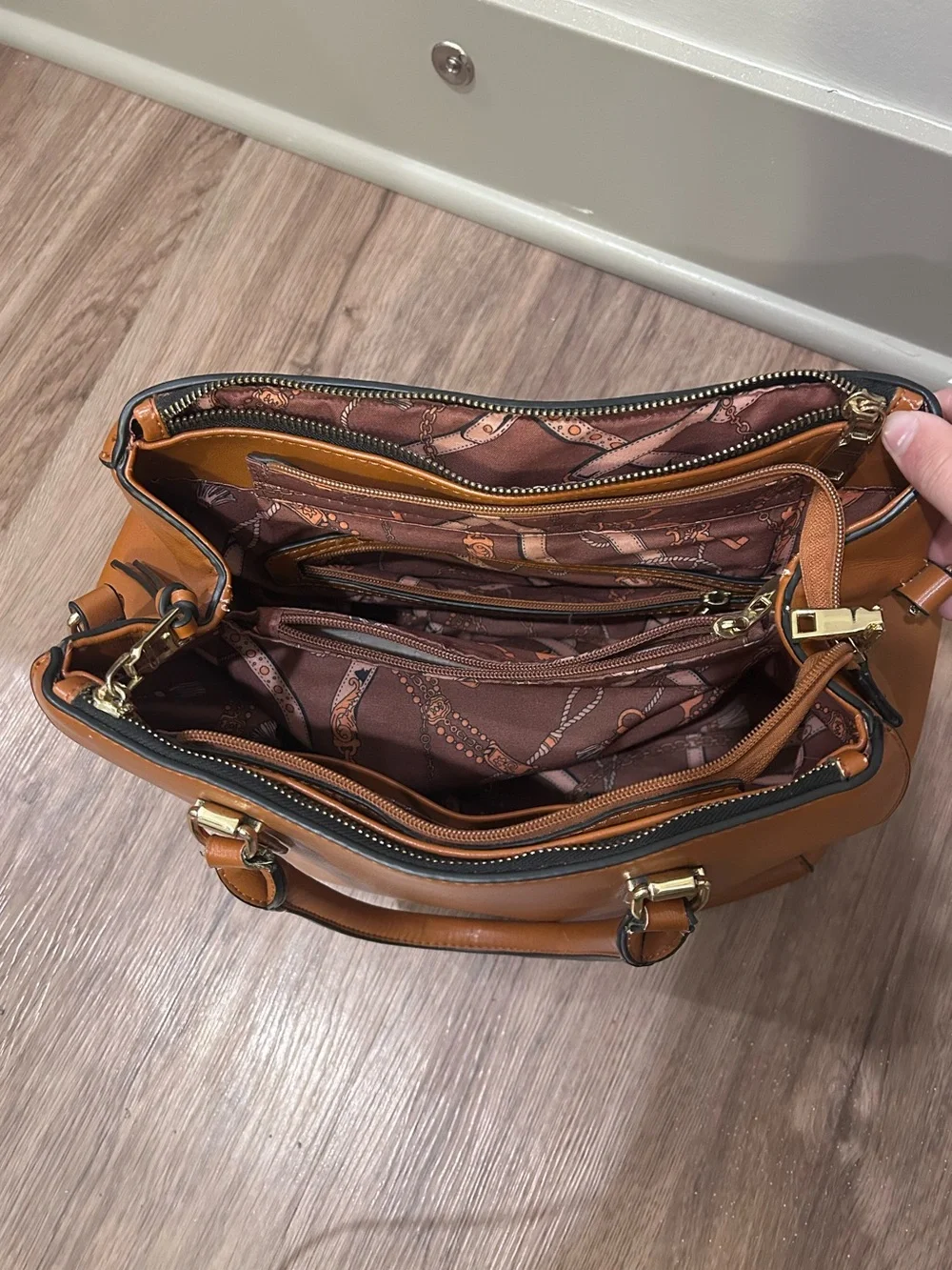 Women's Tan Satchel Handbag - Classic Structured Carryall